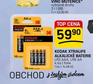 KODAK XTRALIFE ALKALICKÉ BATERIE LR3 AAA, LR6 AA 4 ks