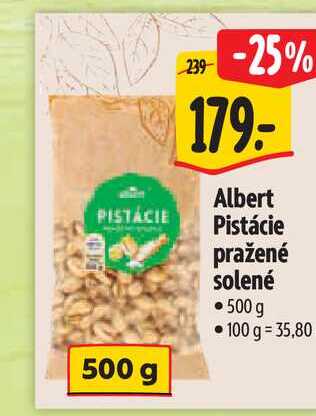  Albert Pistácie pražené solené 500 g  