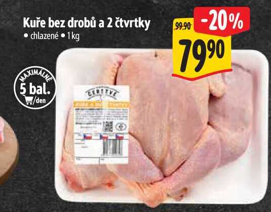 Kuře bez drobů a 2 čtvrtky 1 kg