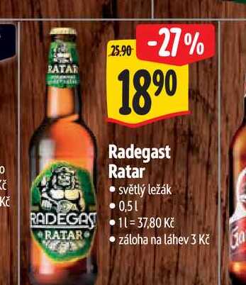   Radegast Ratar  0,5 l