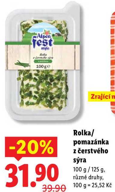 Rolka/pomazánka z čerstvého sýra, 100 g /125 g