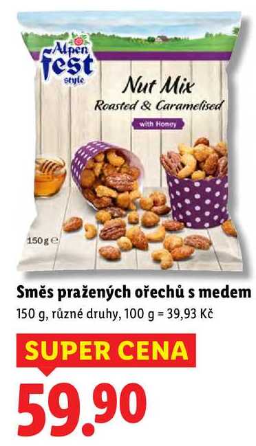 Směs pražených ořechů s medem, 150 g