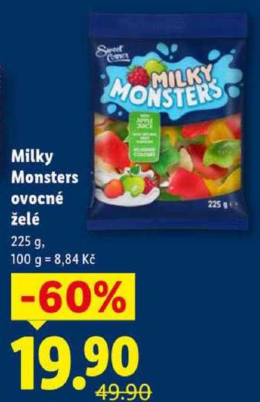 Milky Monsters ovocné želé, 225 g