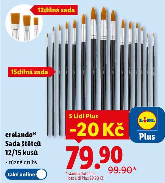 crelando Sada štětců 12/15 kusů 