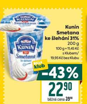 Kunín Smetana ke šlehání 31% 200 g