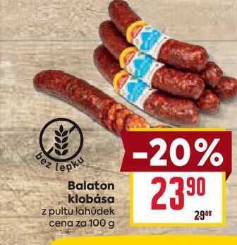 Balaton klobása z pultu lahůdek cena za 100 g