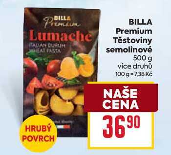 BILLA Premium Těstoviny semolinové 500 g 