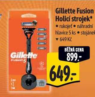 Gillette Fusion Holicí strojek, rukojeť náhradní hlavice 5 ks 