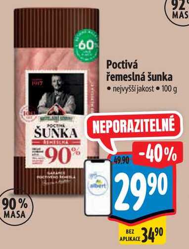 Poctivá řemeslná šunka, 100 g