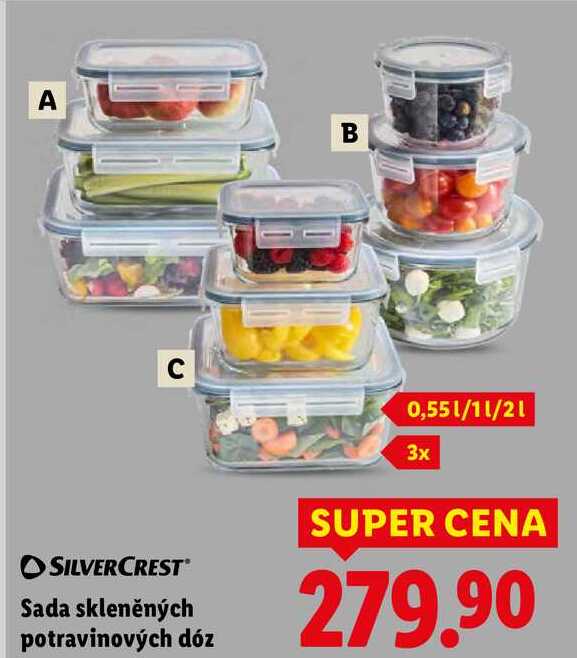 Sada skleněných potravinových dóz