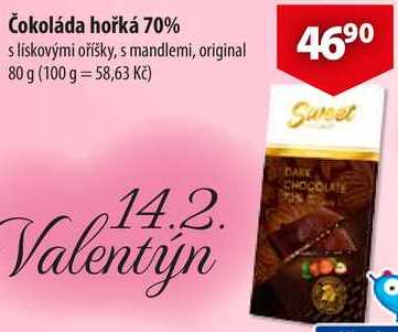 Čokoláda hořká 70%, 80 g