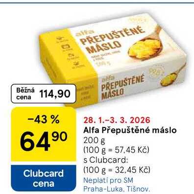 Alfa Přepuštěné máslo, 200 g 