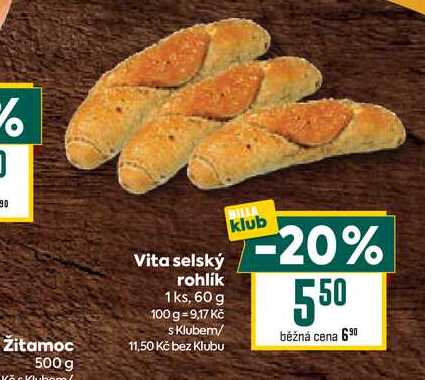 Vita selský rohlik 1 ks, 60 g 