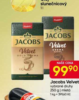 Jacobs Velvet vybrané druhy 250 g, mletá