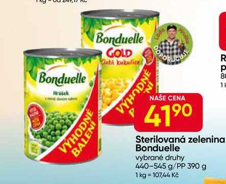 Bonduelle Sterilovaná zelenina vybrané druhy 440-545 g/PP 390 g
