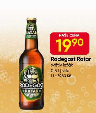 Radegast Ratar světlý ležák 0,5l sklo  