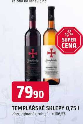 TEMPLÁŘSKÉ SKLEPY 0,75 L víno