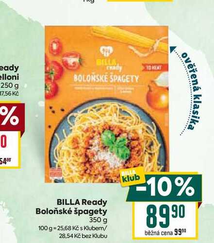 BILLA Ready Boloňské špagety 350g
