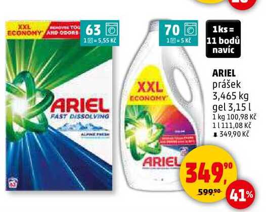 ARIEL prášek, 3,465 kg