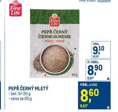 PEPŘ ČERNÝ MLETÝ 20 g