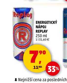 ENERGETICKÝ NÁPOJ REPLAY, 250 ml 