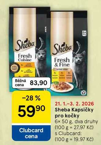Sheba Kapsičky pro kočky, 6x 50 g. dva druhy 