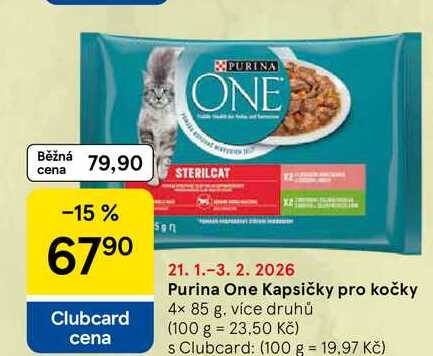 Purina One Kapsičky pro kočky, 4x 85 g