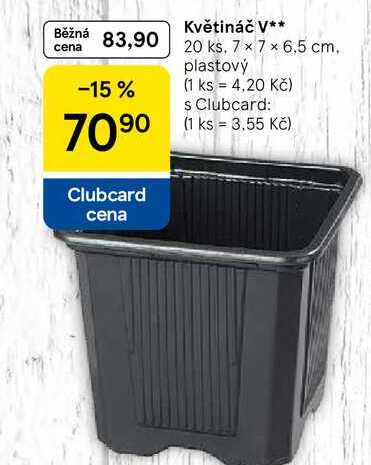 Květináč V, 20 ks, 7 x 7 x 6,5 cm, plastový  
