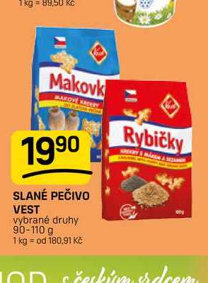 SLANÉ PEČIVO VEST vybrané druhy 90-110 g 