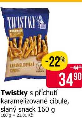 Twistky s příchutí karamelizované cibule, slaný snack 160 g