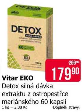 Vitar EKO Detox silná dávka extraktu z ostropestřce mariánského 60 kapslí