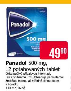 Panadol 500 mg, 12 potahovaných tablet 