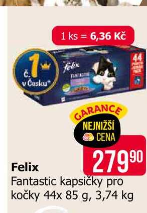 Felix Fantastic kapsičky pro kočky 44x 85 g, 3,74 kg
