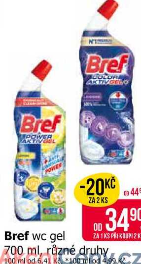 Bref wc gel 700 ml, různé druhy