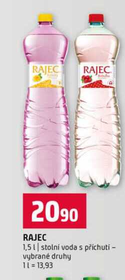 RAJEC 1,5l stolní voda s příchutí vybrané druhy