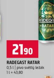 RADEGAST RATAR 0,5l pivo světlý ležák