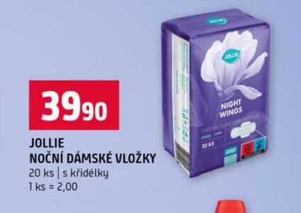 JOLLIE NOČNÍ DÁMSKÉ VLOŽKY 20 ks s křidélky