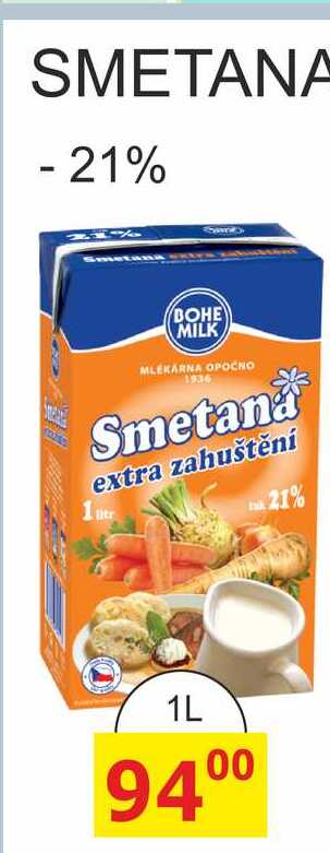 BOHE MILK Smetana extra zahuštění 21% 1L