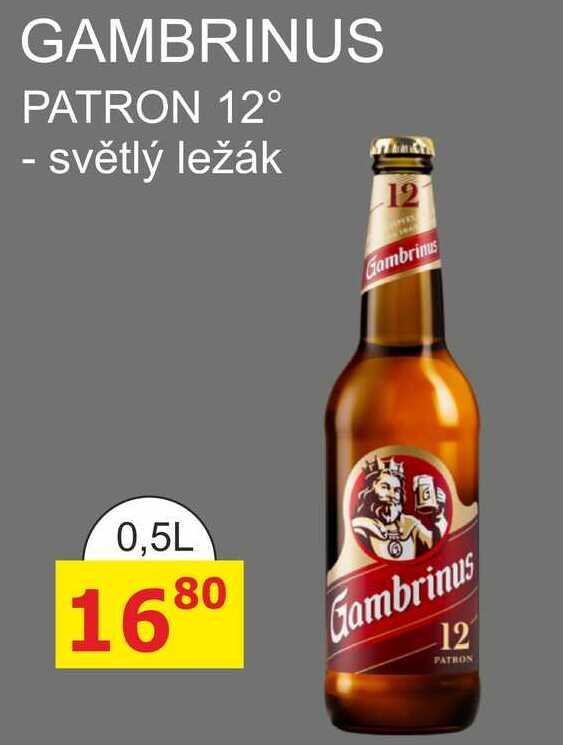 GAMBRINUS PATRON 12° - světlý ležák 0,5L