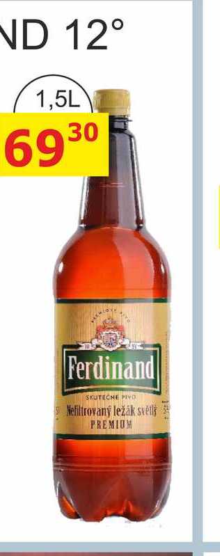 Ferdinand Premium Nefiltrovaný ležák světlý pivo 1,5l