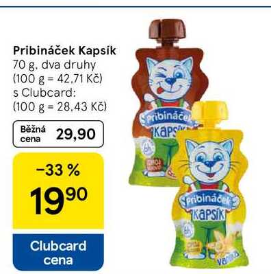 Pribináček Kapsik, 70 g, dva druhy  