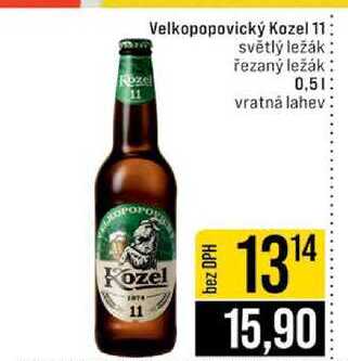 Velkopopovický Kozel 11 světlý ležák řezaný ležák 0,5l
