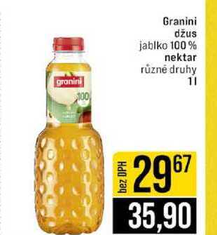 Granini džus jablko 100% nektar různé druhy 1l