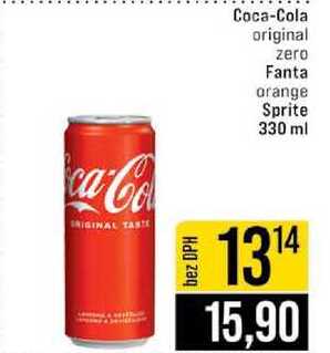 Coca-Cola original zero Fanta orange Sprite 330 ml