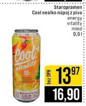 Staropramen Cool nealko nápoj z piva energy vitality mind 0,5l