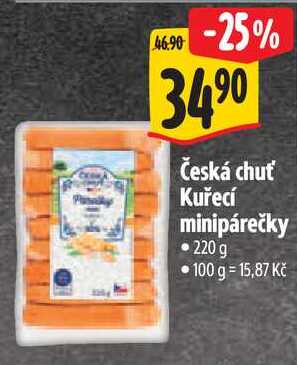 Česká chuť Kuřecí minipárečky, 220 g 