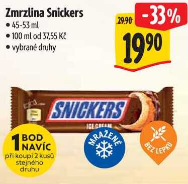 Zmrzlina Snickers, 45-53 ml 
