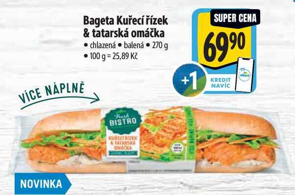 Bageta Kuřecí řízek & tatarská omáčka, 270 g