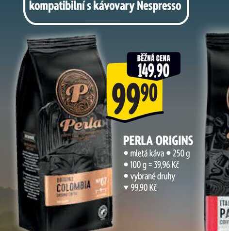   PERLA ORIGINS mletá káva 250 g 