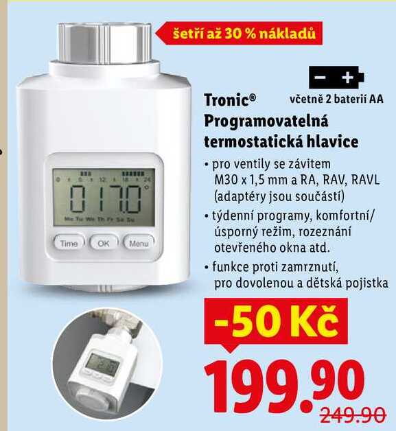 Tronic Programovatelná termostatická hlavice